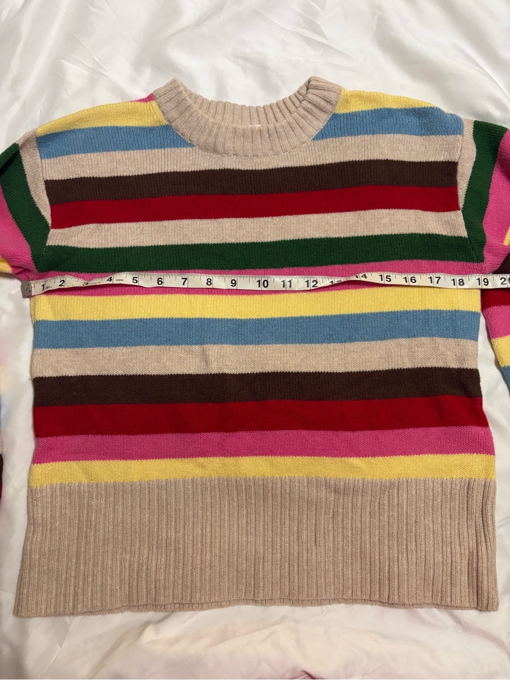 GAP Striped Crewneck Sweater in Pink Blue Yellow Green Brown Cream - Picture 5 of 7